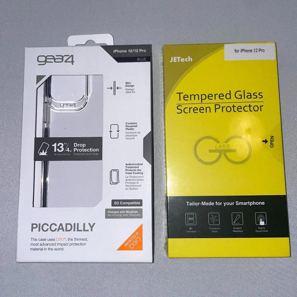 Gear4 iPhone Case + Pack of 2 JETech Privacy Screen Protector for iPhone 12 Pro
